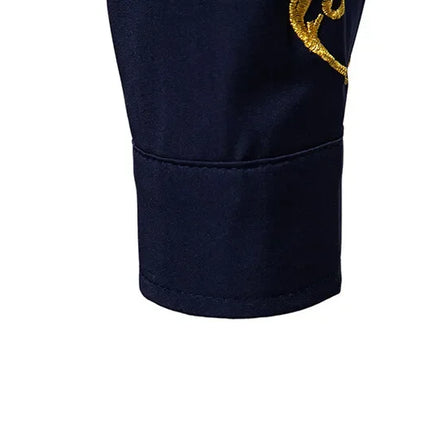 Retro Court Style Embroidered Long Sleeve Shirt Men's Collared Shirt Spring 2025 New Arrival Casual British Style Clothing