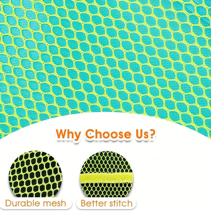 Youngsters' Large Mesh Beach Toy Bag with Blue and Green Side Pockets - Durable Seashell Collecting Tote for Sand Toys, Swimming