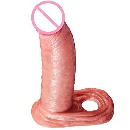 Soft Silicone Condom Enlargement Penis Sleeve Realistic Penis Extender Sex Toys for Men Sexual Tools Reusable Condom Cock Sleeve