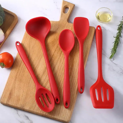 5pcs/set Silicone Kitchen Utensil Set With Non-Stick Pans Silicone Spatula Soup Spoon Cooking Tools For Kitchen