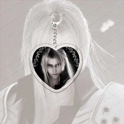 Acrylic Hot Game Sephiroth Keychain Bag Charms Heart Sephiroth Keyrings Pendant Accessories Gamer Fans Gifts