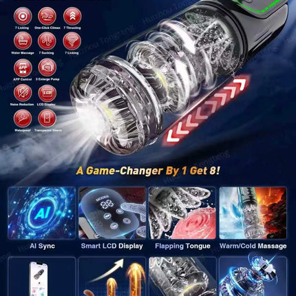 Telescopic Rotation Masturbator Cup Vagina Masturbation Blowjob Adults Sex Toys for Men Male Piston Automatic Mastubator