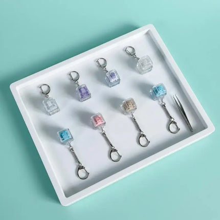 Crystal Keycap Keychain 1/2/3/4/9 Key Keyboard Fingertip Clicker Stress Relief Decompression Toy