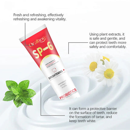 Sp-6 Probiotic Toothpaste Whiten Clean Teeth Remove Stains Oral Care Management Fresh Breath Dental Brightening Toothpaste 120g