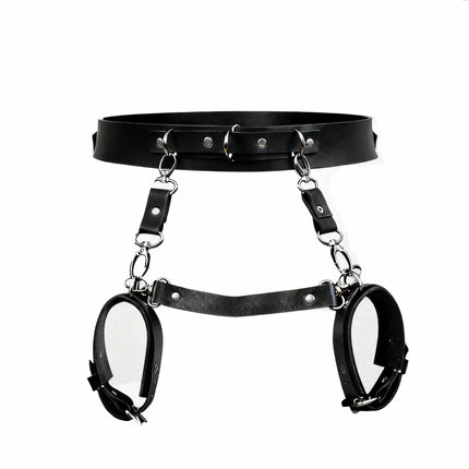 BDSM PU Harness Sex Toy Handcuff Restraint Set Female Pop Punk Belt Binding Belt Backhandcuffs Bondage Kit Role Play Sex Toys