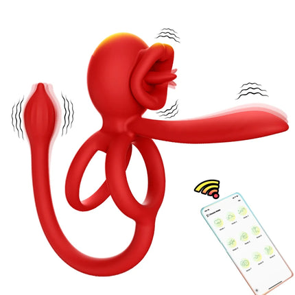 Vibrating Cock Ring App Control Penis Ring Vibrator with Vibrating Butt Plug 9 Vibration Modes Couples Sex Toy Clit Stimulator