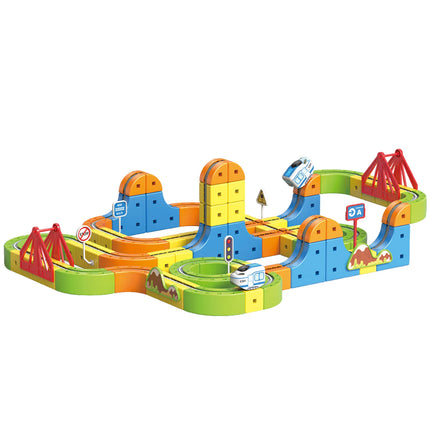 Children'S Educational Electric Magnetic Levitation Train Track Cube 3D DIY Assembly Magnetic Magic Rail Toy Train Car Xmas Gift