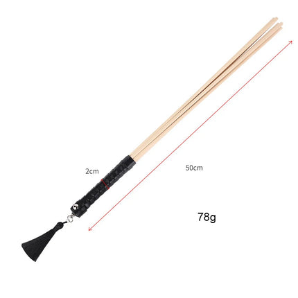 New 50CM Natural Rattan Long Straight Whip Riding Crop Flogger Black PU Leather Tassels Handle Cover Paddle for Horse Training