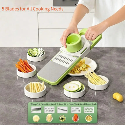 Hot Multifunctional Vegetable Cutter Mandoline Slicer 5 Blades Food Chopper Stainless Steel Grater for Potato Carrot Cucumber