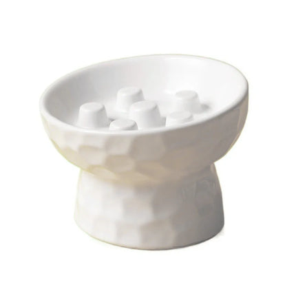 Ceramic Cat Slow Feeder Bowl Slanted Mouth Non-slip Pet High Foot Bowl Anti Tipping Stable Elevated Cats Feeder Basin