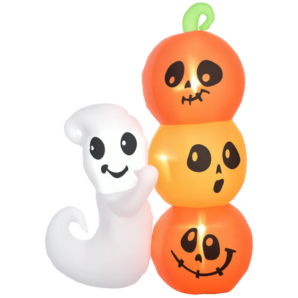 5ft Inflatable Halloween Decoration Ghost and Pumpkin, Blow Up Outdoor LED Yard Display, Waterproof