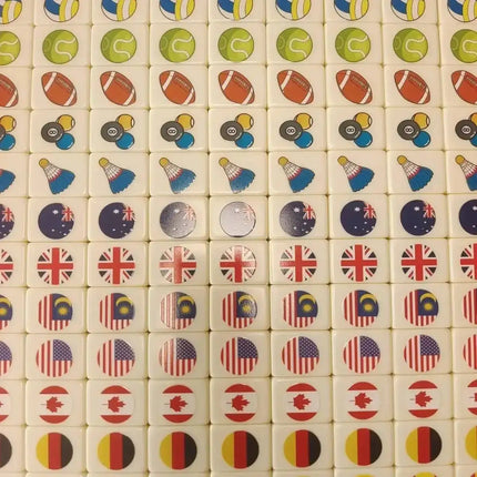 Hot Tiktok 64 Blocks Seaside Escape Mahjong With Flag Pattern Two Players Party Game Funny Parent Child Toy For Kids Gift
