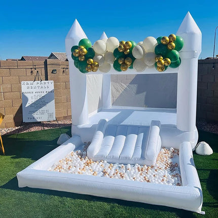 4m White Grade Inflatable Bouncy Castle In Garden Outdoor For Kids Toddler Birthday Jumping Castle With Water Slides Ball Pit