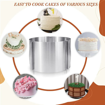 Stainless Steel 6-20cm Adjustable Telescopic Mousse Ring Circle Mold Rustproof With Scale Round Cake Rings Reusable Baking Tool