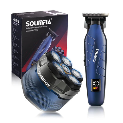 Solimpia Electric Shaver 6 Blade for Men Portable Magnetic Charging Bald Head Trimmer Multi-Functional Shaving Machine 2-pcs Set