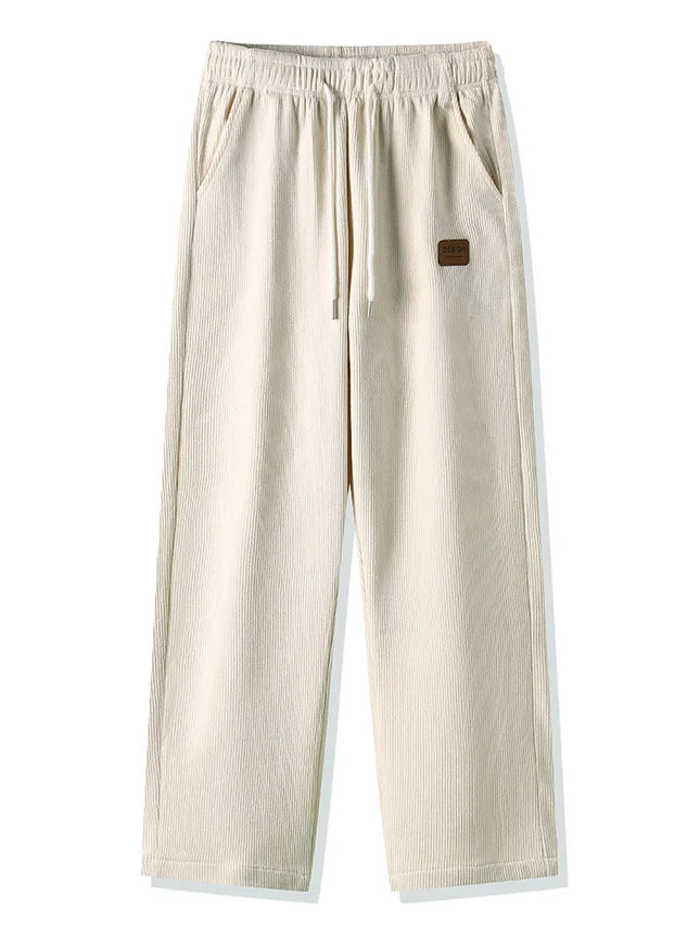 Winter Thick Warm Corduroy Sweatpants Men Fleece Liner Drawstring Straight Loose Track Pants Male Casual Fleece Thermal Trousers