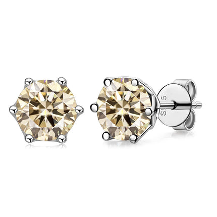 JoyceJelly 1/2/4CT VVS D Color Moissanite Russian Cut 8H8A Lab Diamond Stud Earrings For Women S925 Sterling Silver Fine Jewelry
