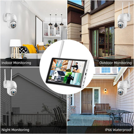 Fuers H.265 10.1 inch LCD Screen 8CH Wireless NVR Security Kit Outdoor Camera WIFI System Surveillance CCTV Audio Video Recorder
