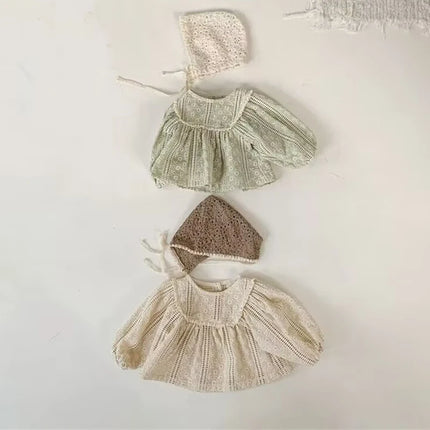2025 New Autumn Toddlers Girls Lace Blouses Puff Sleeve Ruched Tops Korean Style Baby Kids Loose Shirts Children Clothing