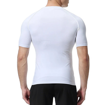 Skull Print Compression Shirts for Men Gym Workout Running Tshirts Sporty Athletic Quick Dry Tees Tops Short Sleeve Rash Guard