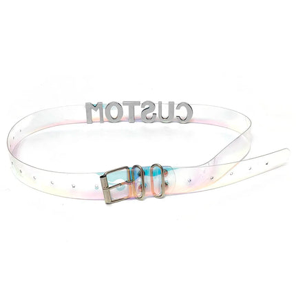 Sexy Punk Leather Customized Rhinestones Letters Waist Belt Belly Chains DIY Personalized Name Waistband Cosplay Body Jewelry