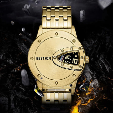 BESTWIN Luxury Brand Trend Cool Men's Wrist Watch Stainless Steel Technology Fashion Quartz Watch For Men Relogio Masculino 2023