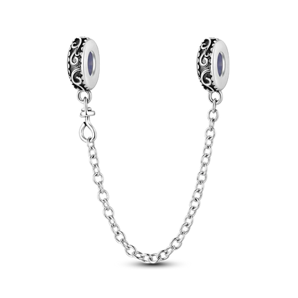 Sparkling Clear Silver Safety Chain 925 Sterling Silver Safety Chain Charm Beads Fit Original Bangle Bracelet DIY Jewelry