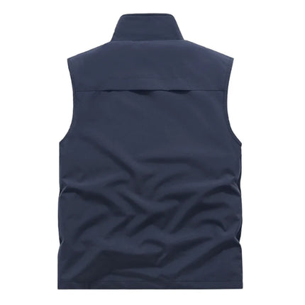 Outdoor workwear jacket Men's breathable lightweight top  Spring and Autumn thin high-end solid color stand-up collar vest