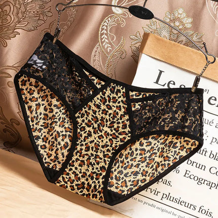 Summer Thin Breathable Women's Low-Waist Seamless Pure Desire Wild Leopard Print Panties