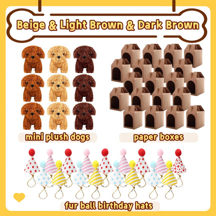 6-20Set Mini Plush Puppy Stuffed Dogs Adopt A Pet Dog Set with Paper Boxes Animals Bulk for Birthday Animal Theme Party Favors
