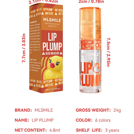 MLSMILE Duck Lip Plump Lip Oil Moisturizing Lip Gloss Mirror Water nature long-lasting Gloss Gloss Pearl Lip Glaze Set