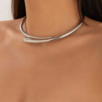 DIEZI Steampunk Irregular Clavicle Torques Necklace For Women Punk Gold Silver Color Statement Chokers Necklace Gift Jewelry