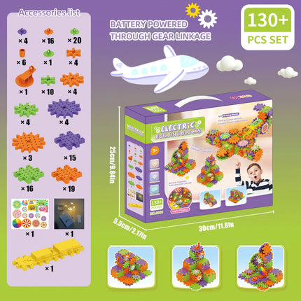 Children's Electric Gear Building Block Toy Set, DIY Car Tank Airplane Shape Puzzle Splicing, Halloween Gift (No Battery)