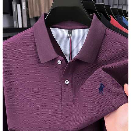 100% pure cotton luxury men's long-sleeve polo shirt designer brand Paul pony embroidery soft comfort spring autumn casual T-shirt