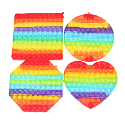Rainbow Square Round Fidget Toys Push Bubble Sensory Toys Big Size 20cm Autism Needs Squishy Stress Relief Toys Children Gifts