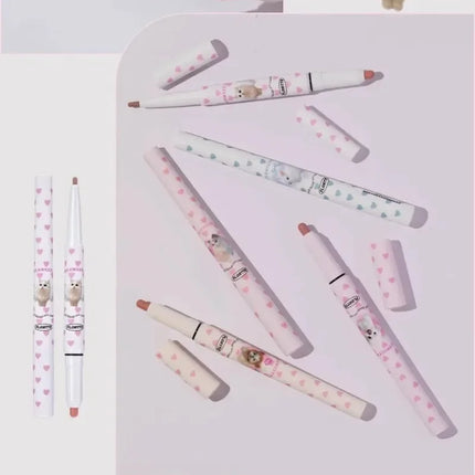 FLORTTE Dual-ended Lip Liner Pencil Natural Matte Cute Animals Nude Lipstick Pen Long Lasting Lip Gloss Korean Cosmetic Make Up