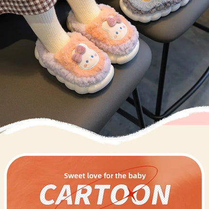 2025 Winter Children's cute  Cotton Home Slippers Frozen Girl's Snow Non Slip Warm Baby Slippers Pink Blue Size 24-41