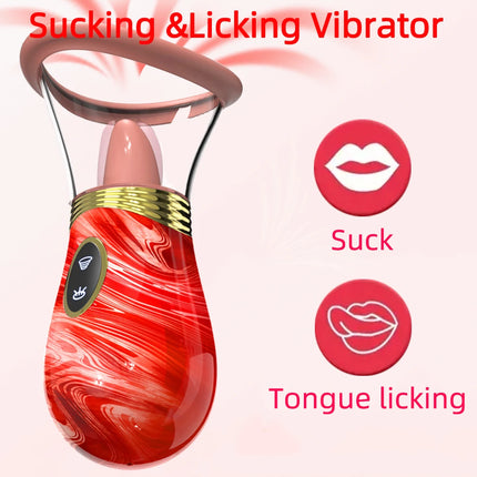 Sucking Licking Vibrator 2 in 1 Tongue Licking Clitoris Nipples Sucker Massager for Women Vacuum Stimulator Sex Toys Adult Goods