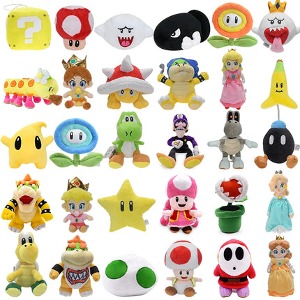 Anime Mario Yoshi Plush Toy Kawaii Princess Daisy Peach  Piranha Plant Mushroom Bowser Flower Boo Stuffed Peluche Dolls