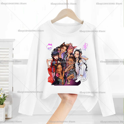 Katseye Child Long-Sleeved T-shirt Sweet Fashion Girl Shirts Spring Leisure Cotton Kid Tee Trendy Cool Clothes Top Birthday Gift