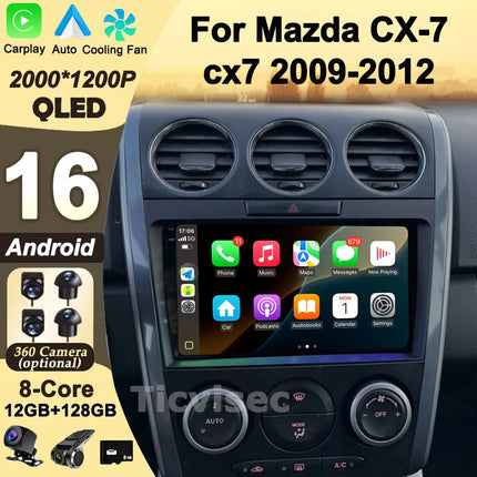 Android 16 DSP Car GPS Navigation Radio Multimedia Player For MAZDA CX-7 CX7 CX 7 2007 2008 2009 2010 - 2014 BT 5G WIFI