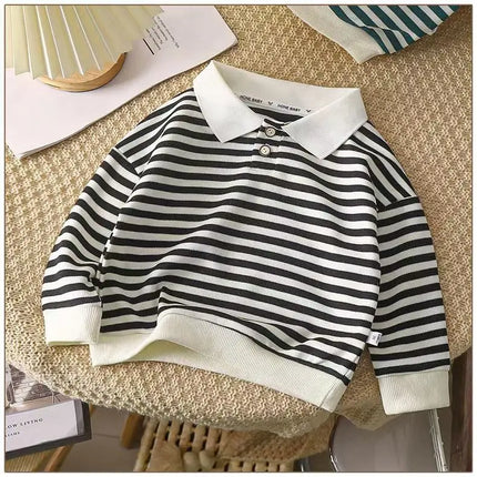 New Children's Long Sleeve Polo Shirt Spring Boys' Girls Pullover Children's Fashion Top Sweatshirt