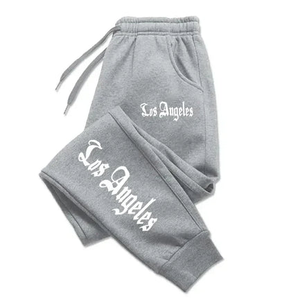 Los Angeles City Letter Print Men'S Women'S Trouser Loose Jogging Pant Fit Running Trousers Warm Jogger Casual Sweatpants Couple