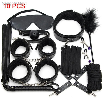 Sex Toy Kit Bondage Restraints Set Adult Toys Sex Toys Anal Plug Handcuffs Whip Gag Kits Sex Toys for Couples