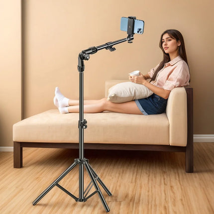 Phone Tripod Adjustable Horizontal Overhead Tripod for Filming Video Recording Live Stream