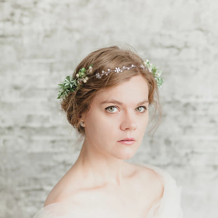 Pearl Flower Wreath Headband Girls Bridal Elegant Crowns Hair Headdress Bride Garland Head Hoop Wedding Headbands Hair Jewelry