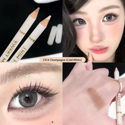 2-in-1 Apricot Pink Matte Under Eye Pencil Aegyo Sal Matte White Highlighter Lying Silkworm Pen Eye Makeup Easy To Use Eyeshadow