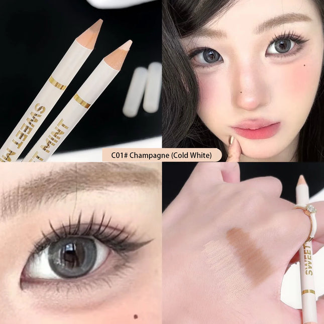 2-in-1 Apricot Pink Matte Under Eye Pencil Aegyo Sal Matte White Highlighter Lying Silkworm Pen Eye Makeup Easy To Use Eyeshadow
