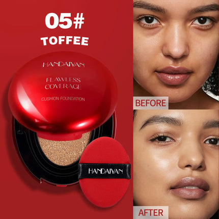 handaiyan Puff + Concealer Red Shell Foundation Natural Finish Brighten Skin Color Long Lasting Makeup Foundation