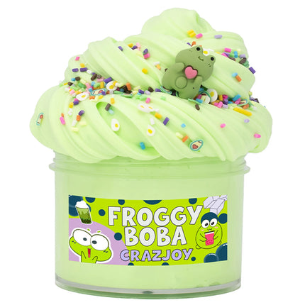 70ml/300ml Frog Fluffy Butter Slime Set Scented Slime for Kids Party Favor and Christmas Gift Putty Complete with Slime Charms